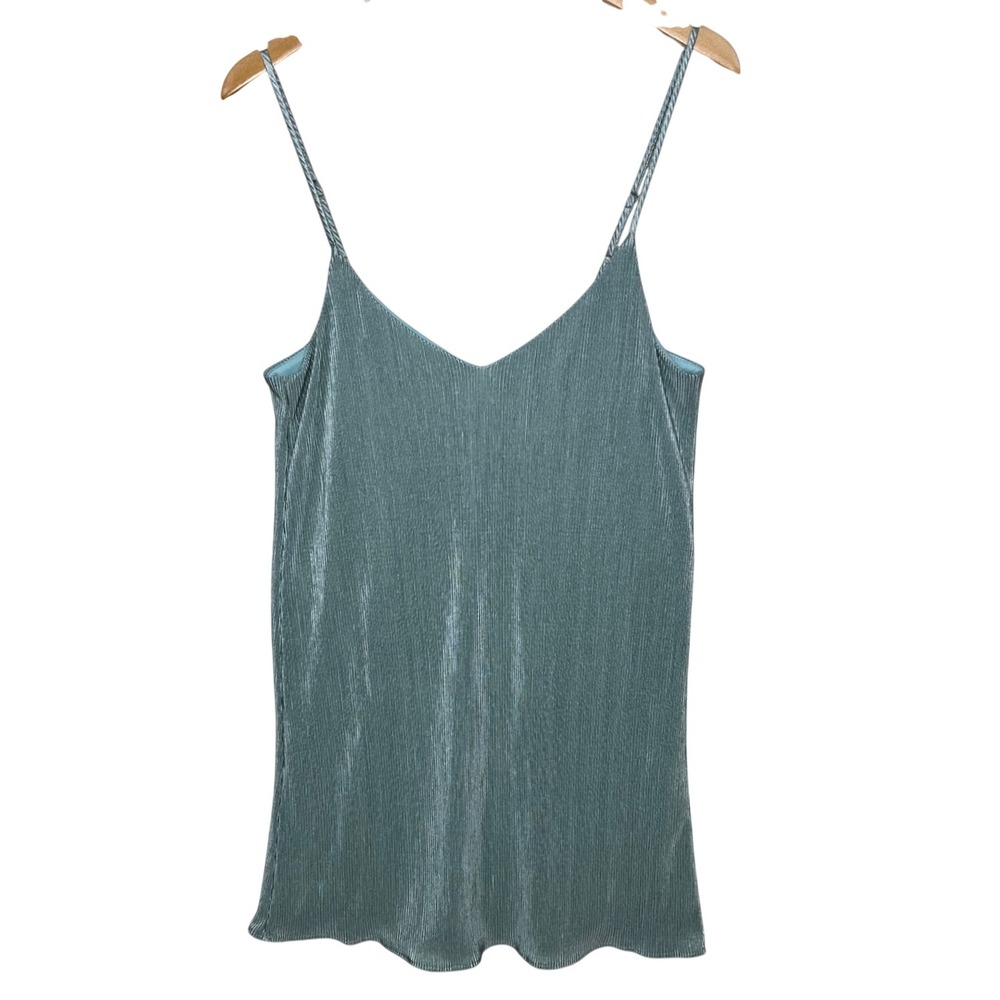 Lulus Velvet V-neck Spaghetti Strap Mini Dress size Large Muted Teal